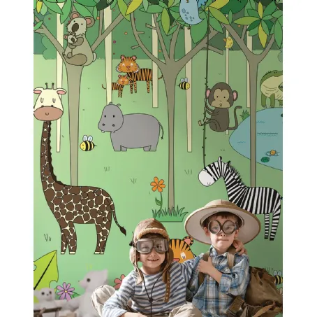 Carta da parati per camerette con animali esotici Harry di London Art