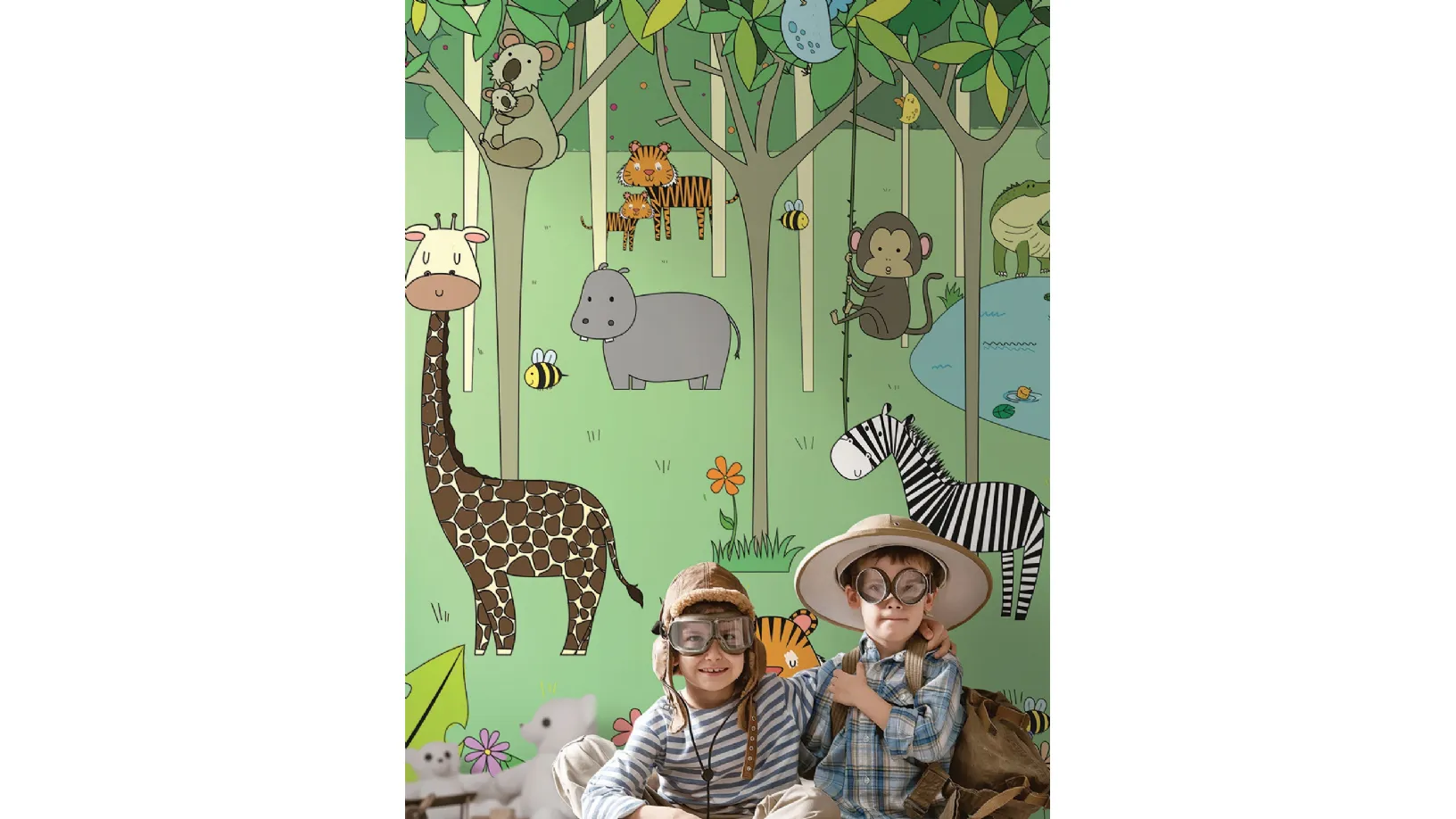 Carta da parati per camerette con animali esotici Harry di London Art