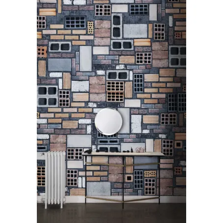 Carta da parati con mattoni colorati The Wall di London Art