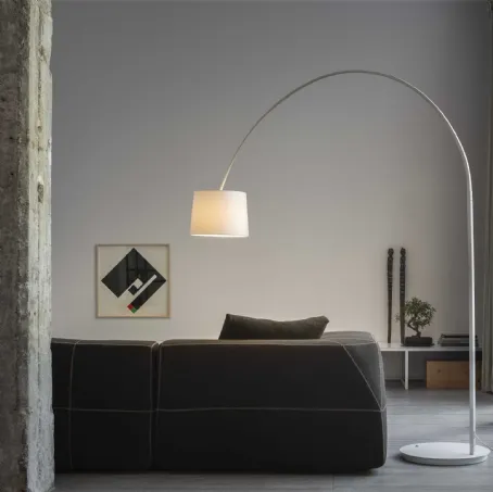 Lampada da terra in metallo con paralume in PVC rivestito in tessuto Dorsale di Ideal Lux