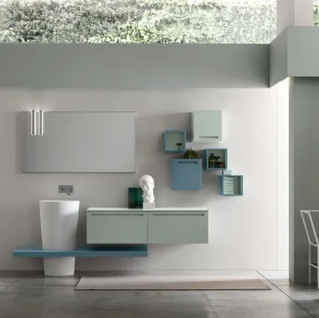 Mobile da Bagno sospeso in laccato opaco The verde Rush 29 di Arcom