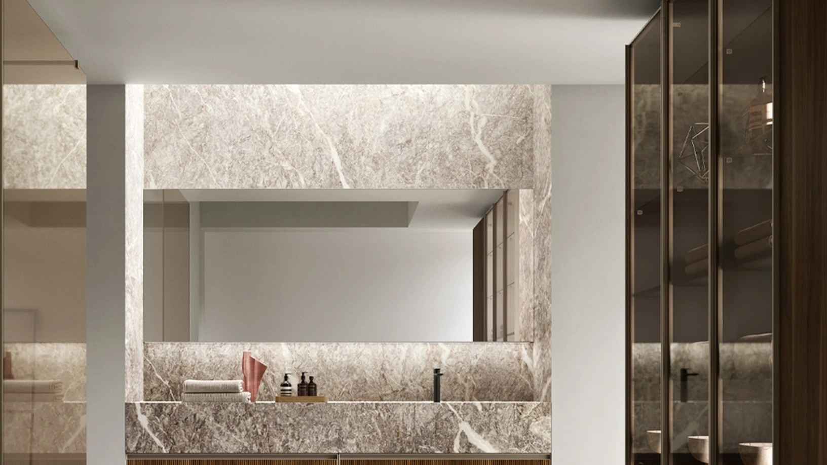 Mobile da Bagno sospeso Shape 20 in noce di Arcom