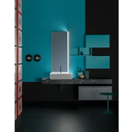 Mobile da Bagno sospeso in nobilitato e  laccato opaco e piano in laminato effetto pietra B GO CHROMATIC BG46 di Compab