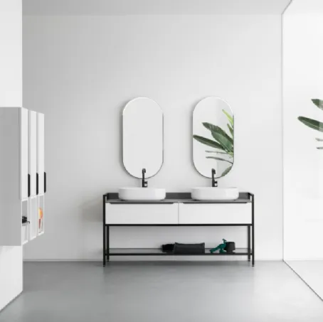 Mobile da Bagno in laccato opaco con piano in gres B201 BD003 di Compab