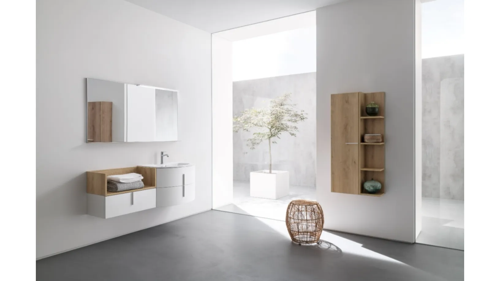Mobile da Bagno sospeso in melaminico laccato opaco B201 BD026 di Compab