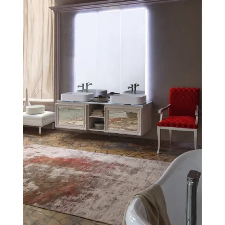Mobile da Bagno in laccato e specchio anticato con piano in cristallo DELICHON DH16 di Compab
