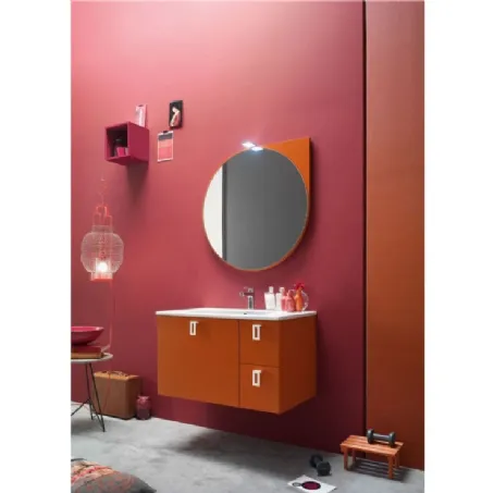 Mobile da Bagno sospeso laccato opaco con maniglia applicata sul frontale E-Ly 52 di Arcom