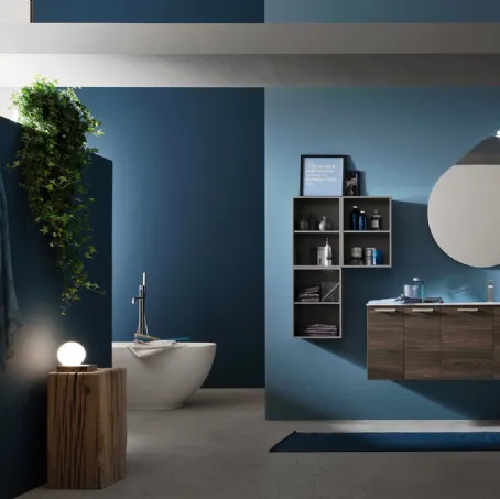 Mobile bagno sospeso in legno e colonne pensili E-ly 04 di Arcom