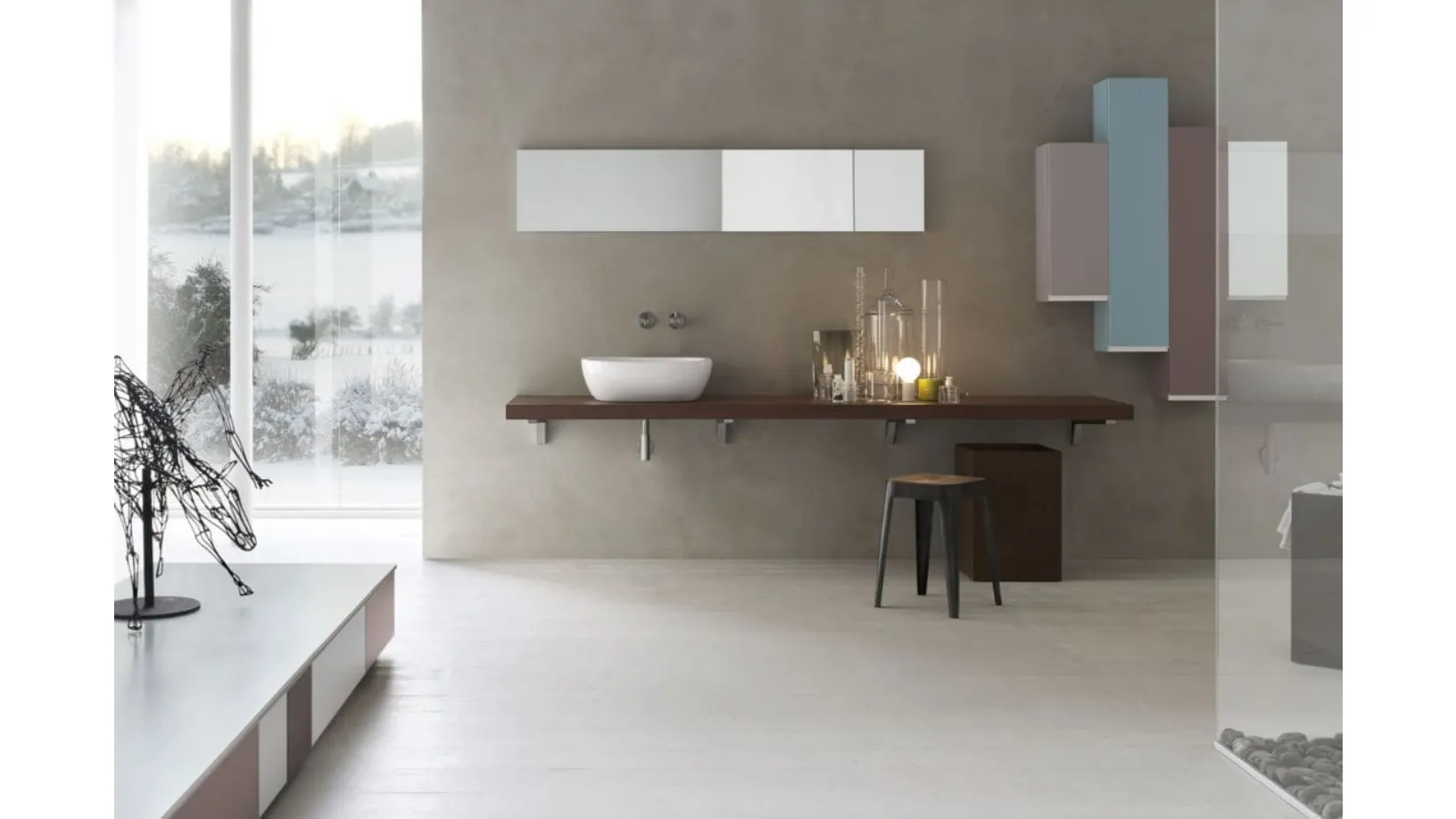 Mobile da Bagno con pensili laccati in vari colori Goya 03 di Arcom