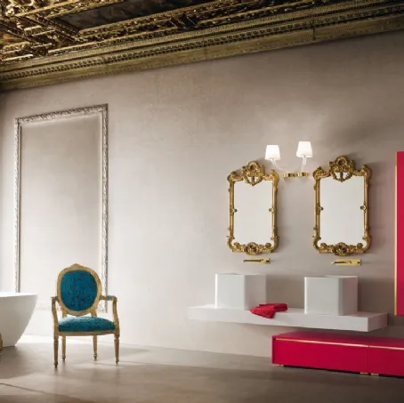 Mobile Bagno da appoggio in laccato lucido con finiture dorate e piano in Mineralguss JACANA LUXURY JA27 di Compab