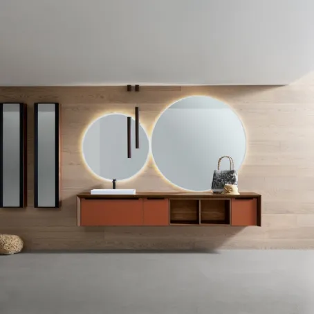 Mobile da Bagno sospeso con piano in legno massello di Noce K25 K HOUSE 46 di Compab
