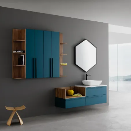 Mobile da Bagno sospeso in laccato opaco e noce K25 K HOUSE 48 di Compab
