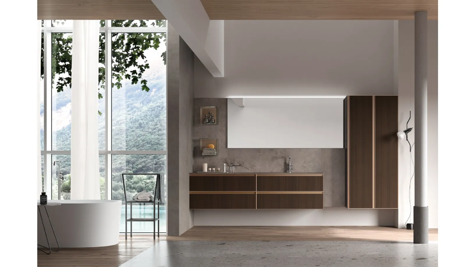 Mobile da Bagno sospeso in legno Shape 05 di Arcom