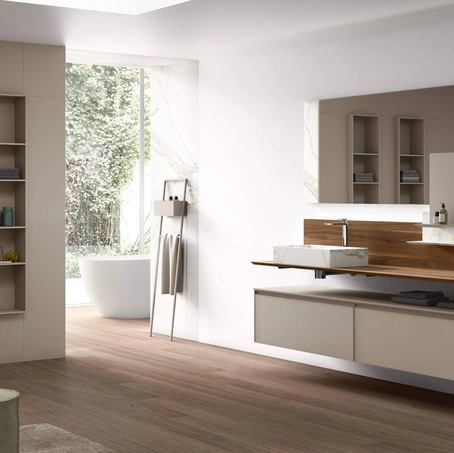 Mobile da Bagno sospeso Shape 32 in vetro laccato di Arcom