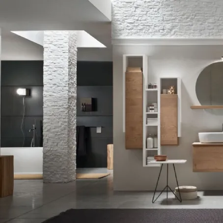 Mobile da Bagno sospeso in rovere naturale Soul 01 di Arcom