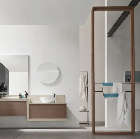 Mobile da Bagno sospeso in Rovere con top color Sabbia Soul 05 di Arcom