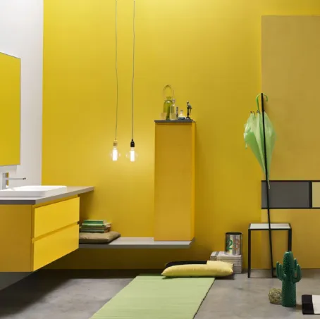 Mobile da Bagno sospeso laccato opaco Giallo Soul 51 di Arcom