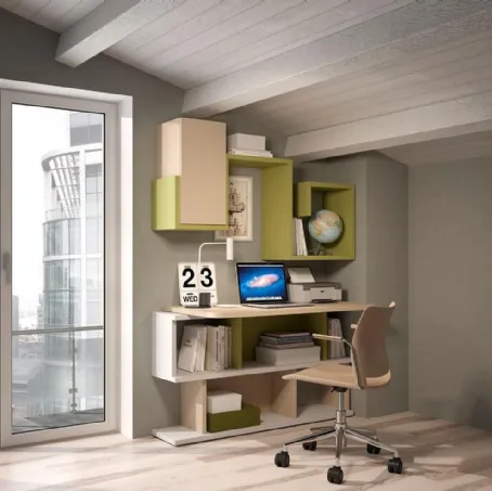 Cameretta Smart Working 015 componibile in laccato di Ferrimobili