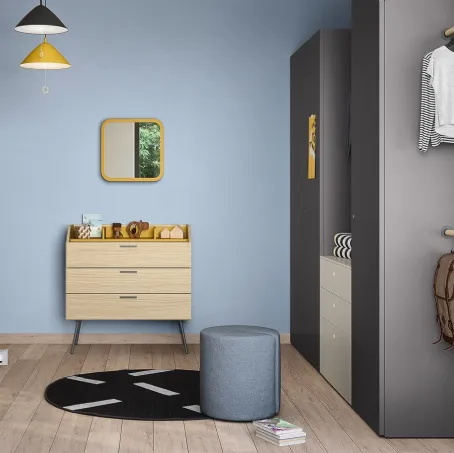 Cameretta a soppalco con scrivania Kids space 13 in melaminico di Nidi