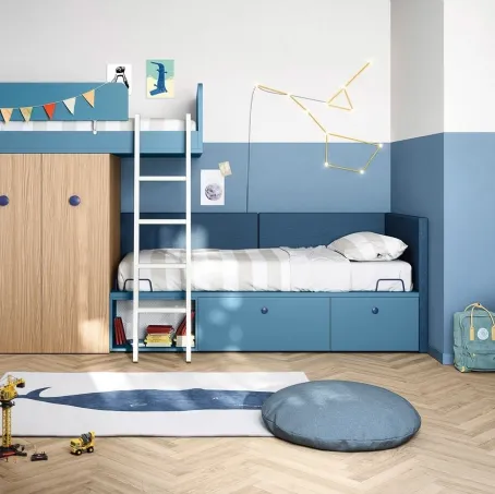 Cameretta a soppalco Kids space 12 in melaminico di Nidi