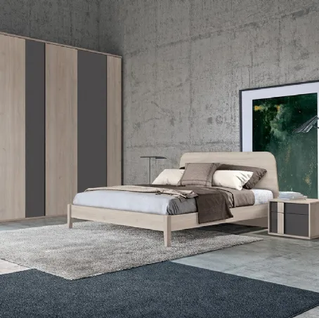 Letto Golf Virgo con struttura e testata in legno chiaro di Colombini Casa