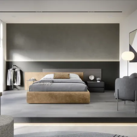 Letto di design Testiera Time in tessuto di Novamobili
