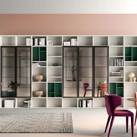 Libreria  a muro Kosmos KL208 in laccato opaco di Mercantini