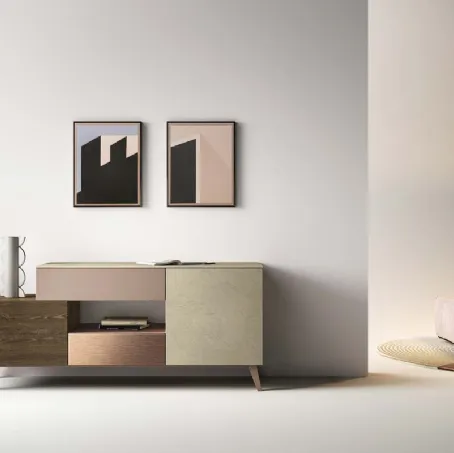 Madia Kosmos KM307 in laccato opaco e legno di Mercantini