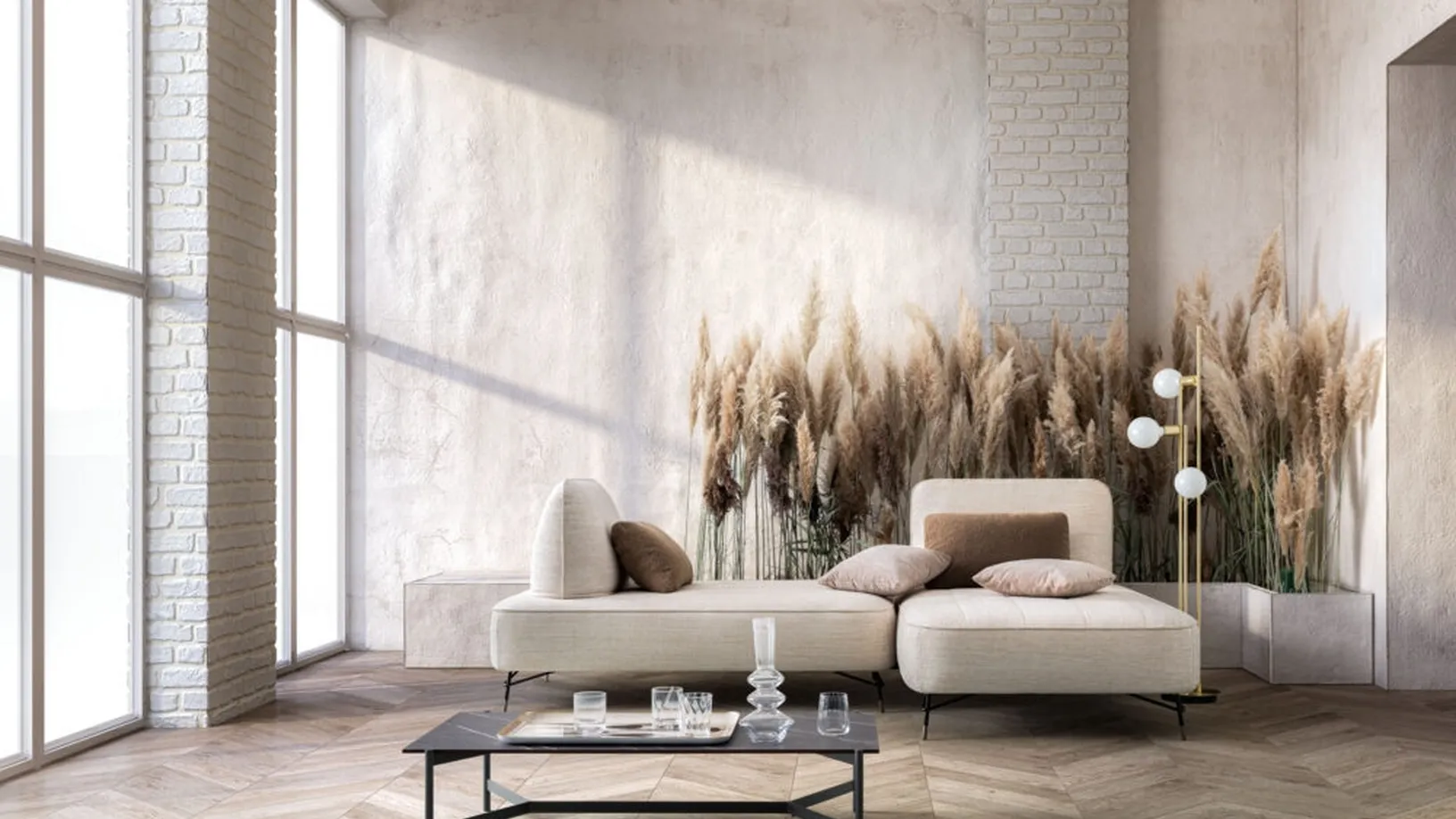 Divano in tessuto con penisola Matrix Special di Samoa