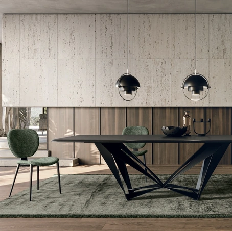 Tavolo in impiallacciato frassino tinto carbone Papillon di Sedit