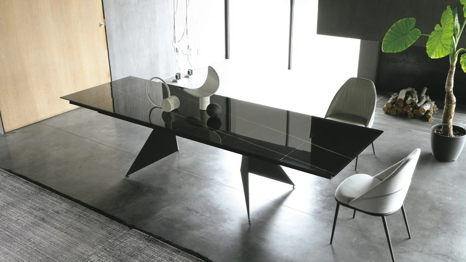 Tavolo allungabile Vela finitura Glass Decor di Sedit