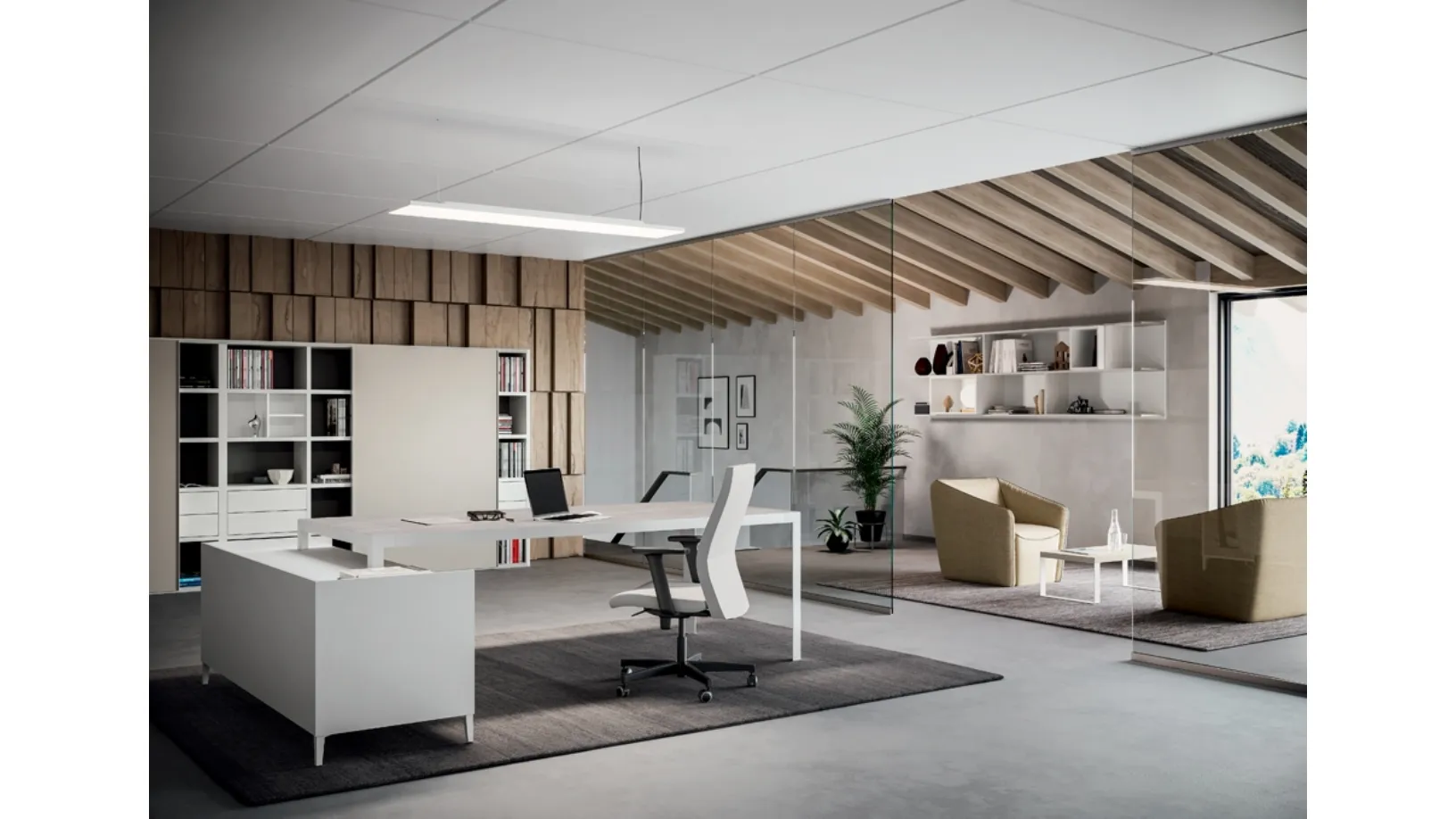 Scrivania Direzionale D1 06 in laccato opaco bianco e melaminico di Colombini Office