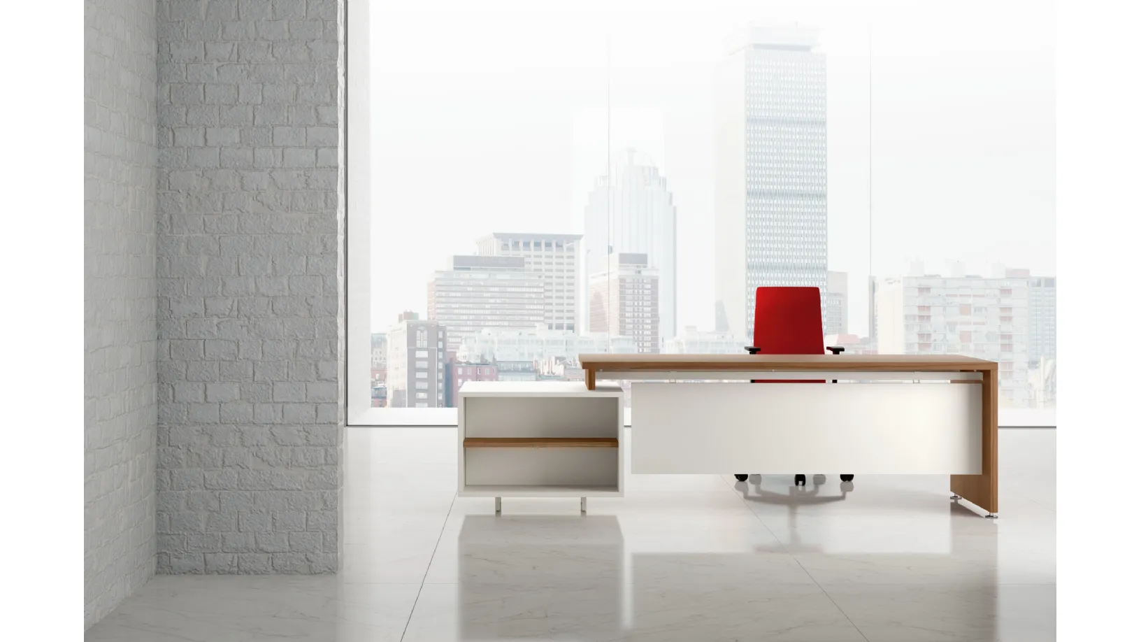 Scrivania Direzionale GO 07 in laccato bianco opaco e melaminico di Colombini Office