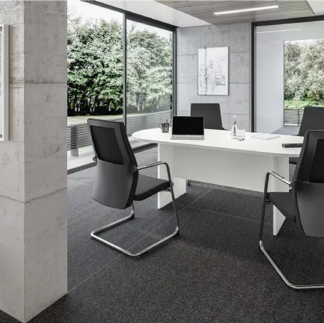 Scrivania Operativa ovale Teko 07 in laccato bianco opaco di Colombini Office