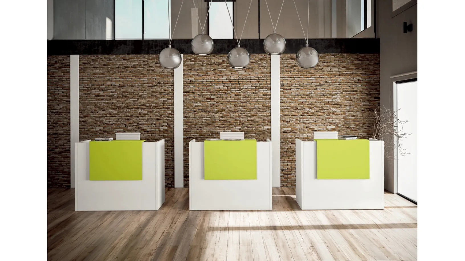 Mobile Ufficio Reception COLOR 01 in laccato bianco e colorato di Colombini Office