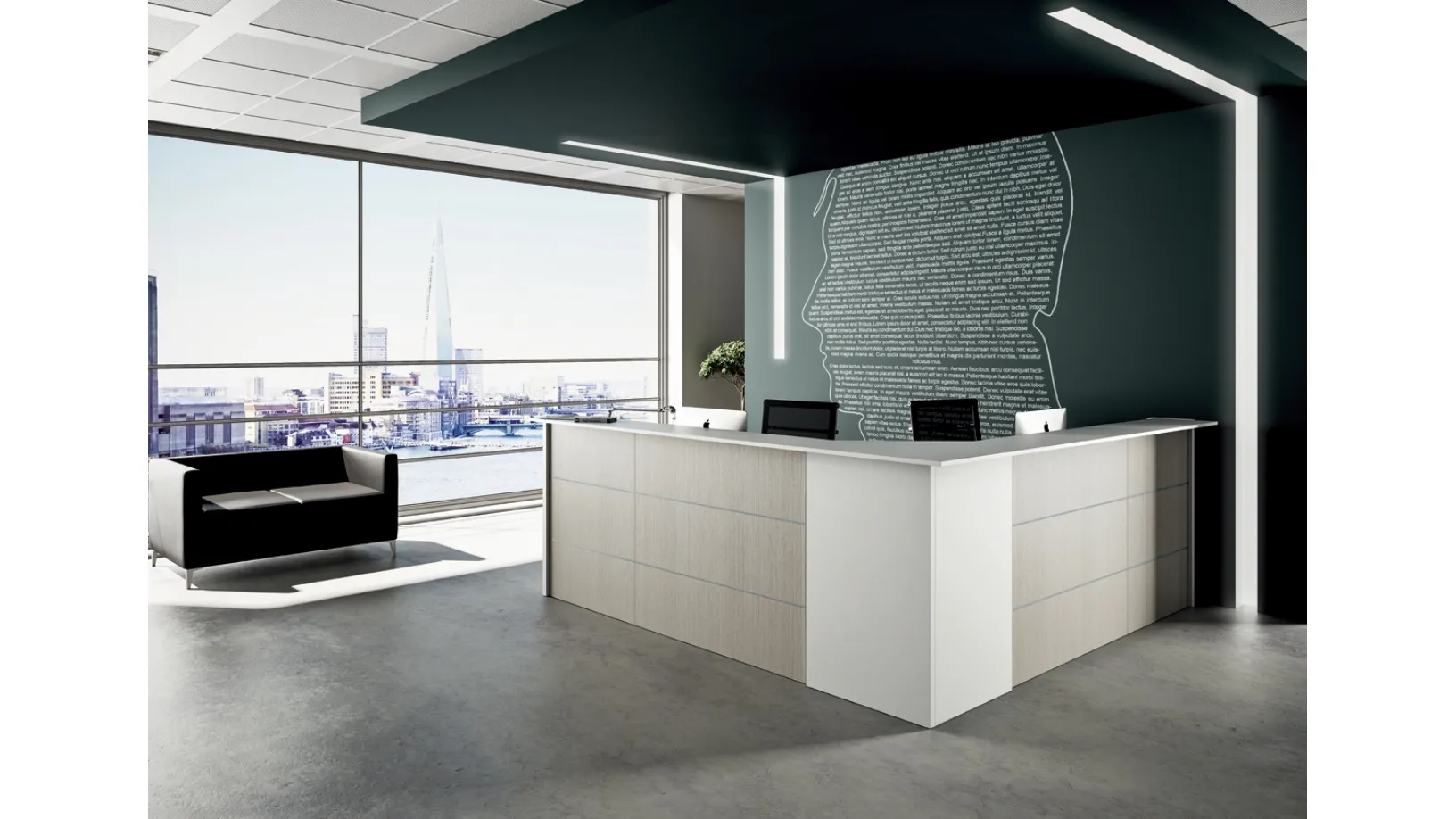 Bancone Reception a L GET 02 in melaminico di Colombini Office